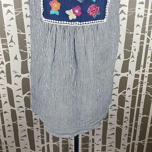Savanna Jane Floral Embroidered Striped Dress M - Picture 9 of 9